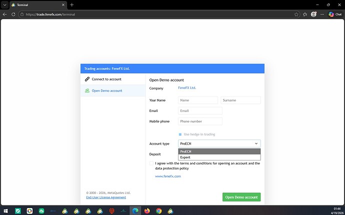 trade fenefx com terminal